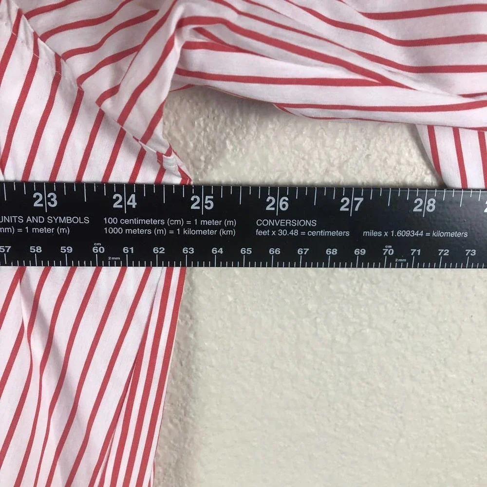 CALVIN Klein Shirt Red White Striped Colorblock Collared Trendy Size 1X Large - Picture 8 of 13
